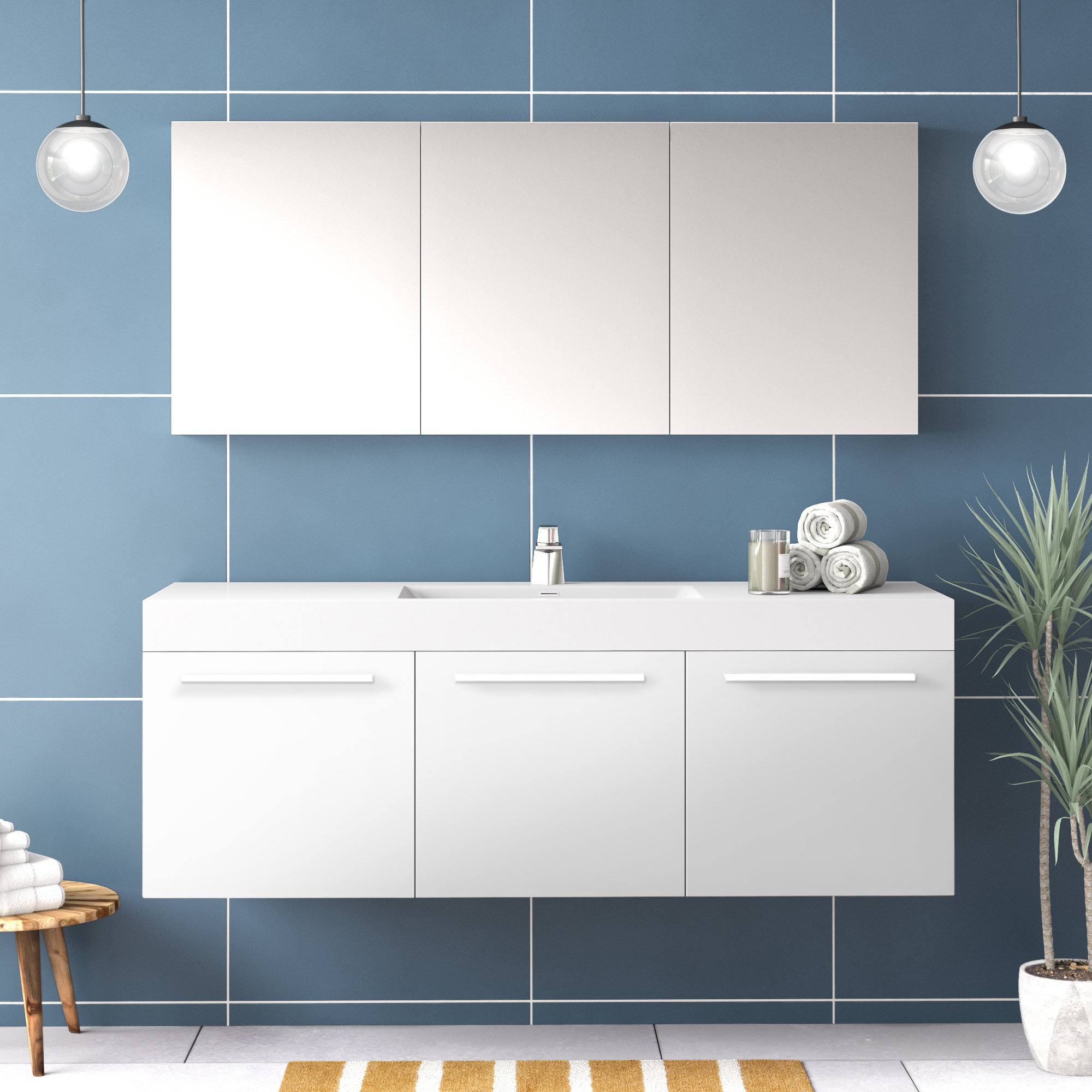 Fresca Formosa 59" Wall-Mounted Single Bathroom Vanity with Mirror ...